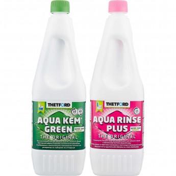 Комбо-комплект жидкостей THETFORD AQUA KEM GREEN (1.5л) + AQUA RINSE PLUS (1.5л)